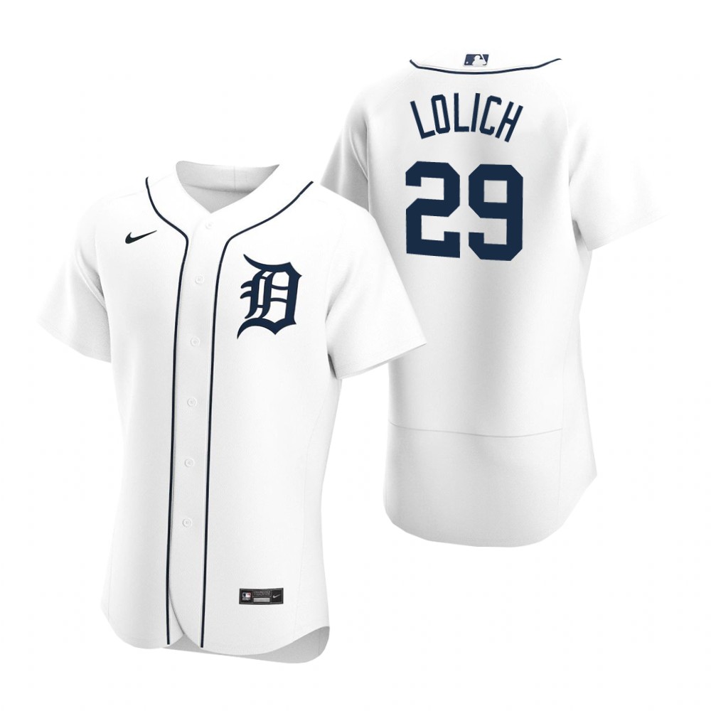 Men's Detroit Tigers Retired Player #29 Mickey Lolich Nike Home White Flex base Jersey