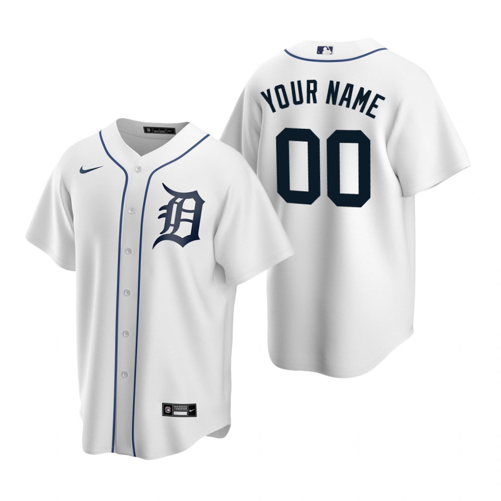 Men's Detroit Tigers Custom Nike White Home Cool Base Jersey