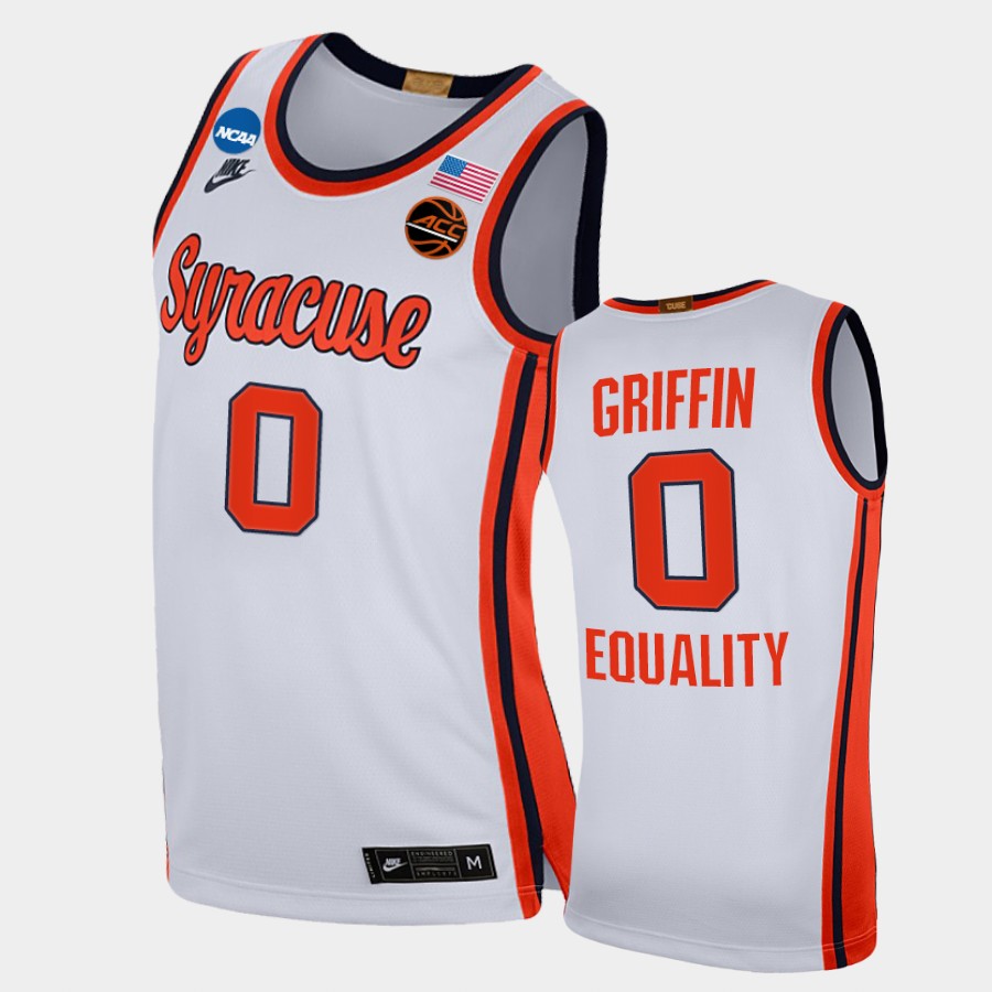 Men Syracuse Orange #0 Alan Griffin Nike White Retro with EQUALITY College Basketball Jersey