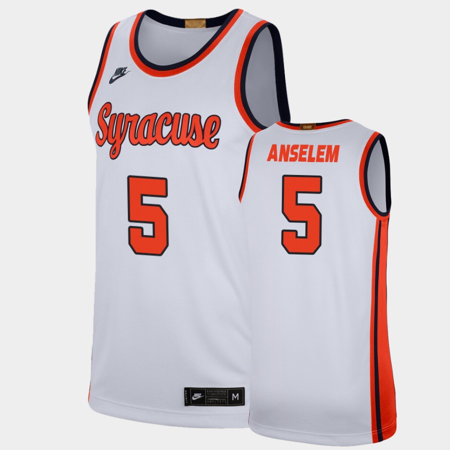 Men's Syracuse Orange #5 Frank Anselem Nike White Retro College Basketball Jersey