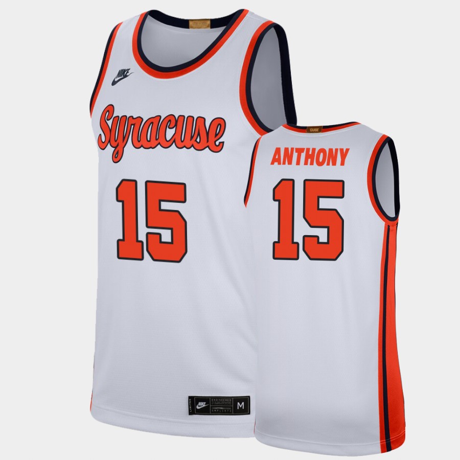Men's Syracuse Orange #15 Carmelo Anthony Nike White Retro College Basketball Jersey