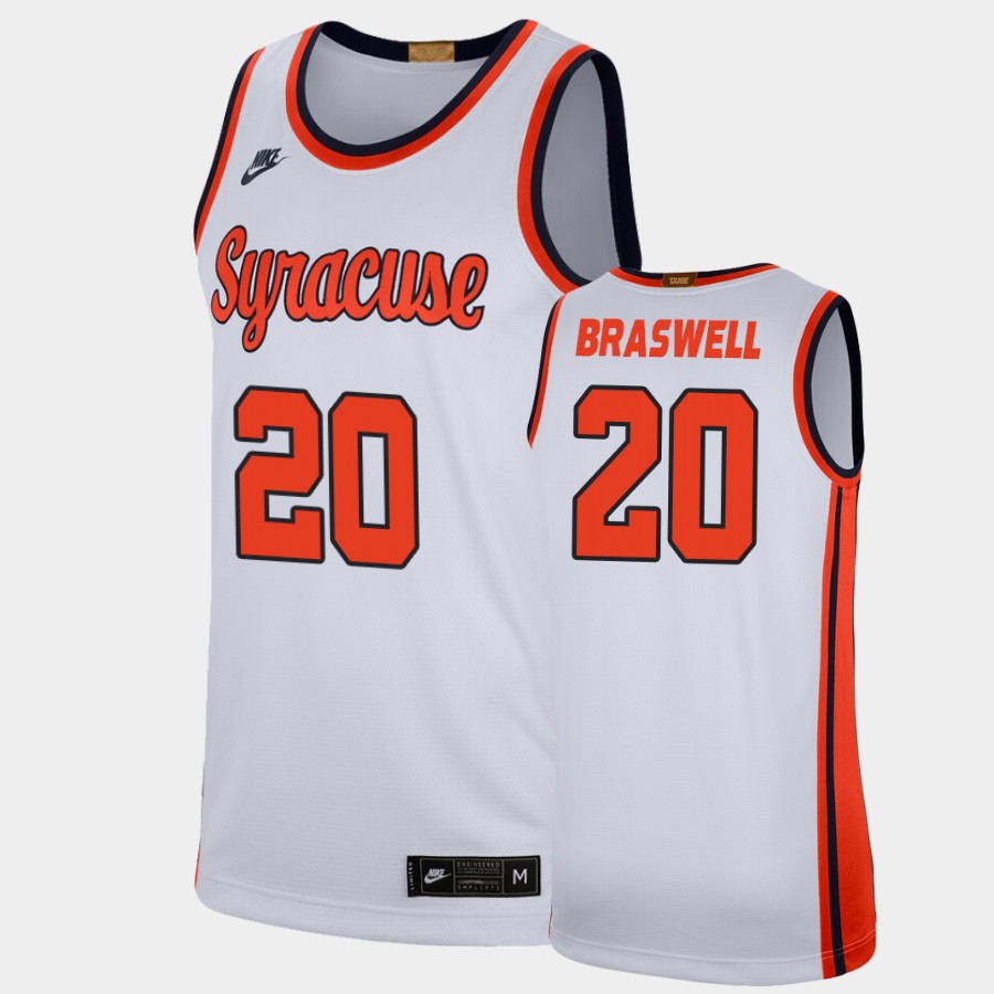 Men's Syracuse Orange #20 Robert Braswell Nike White Retro College Basketball Jersey