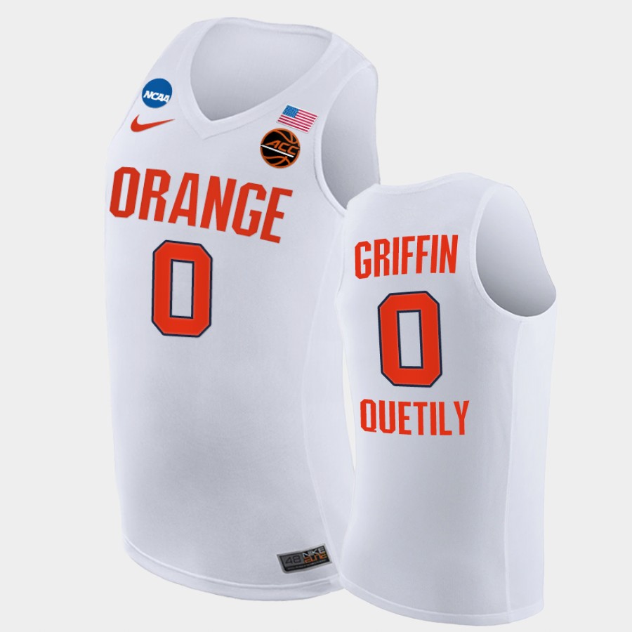 Men Syracuse Orange #0 Alan Griffin Nike White with EQUALITY Basketball Jersey