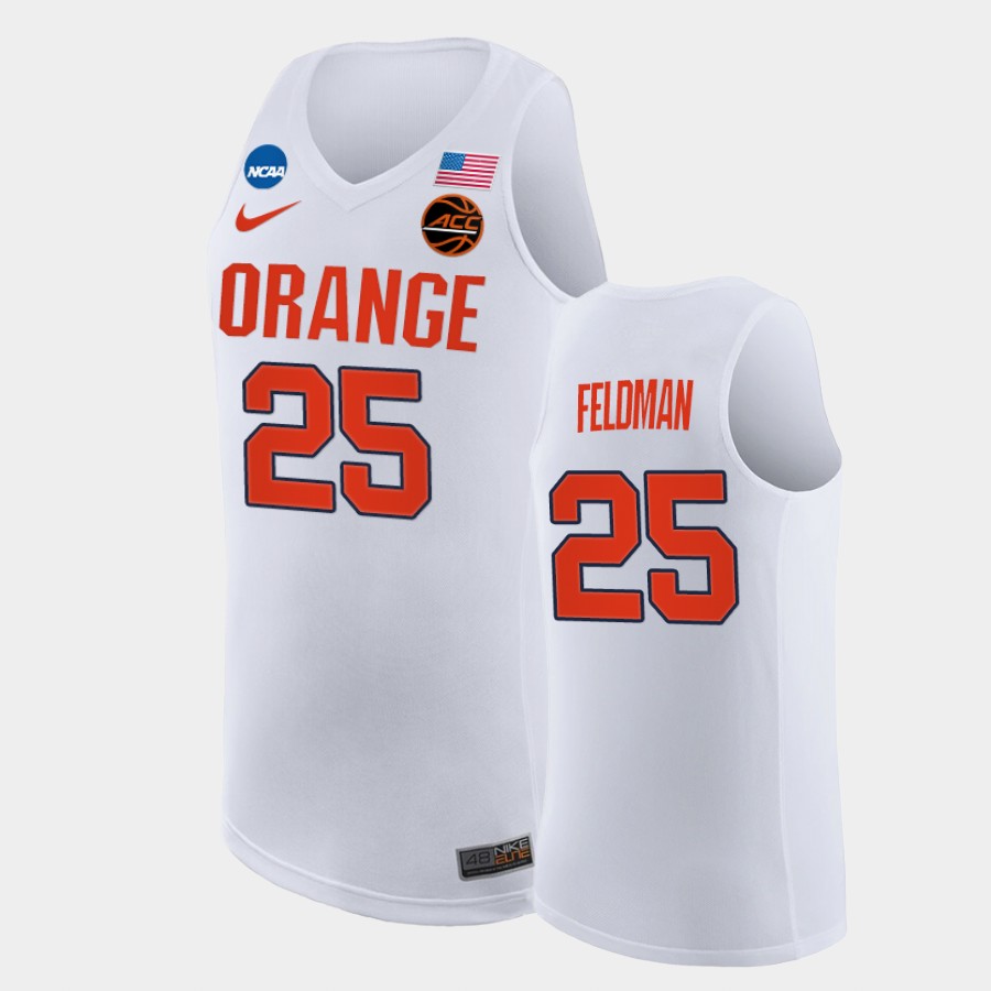 Men's Syracuse Orange #25 Shane Feldman Nike White Basketball Jersey