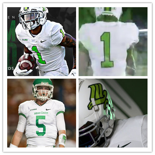 Men's North Texas Mean Green Custom Nike Full White Football Jersey