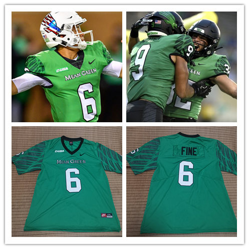 Men's North Texas Mean Green Custom Nike Green Pattern Sleeves College Football Jersey