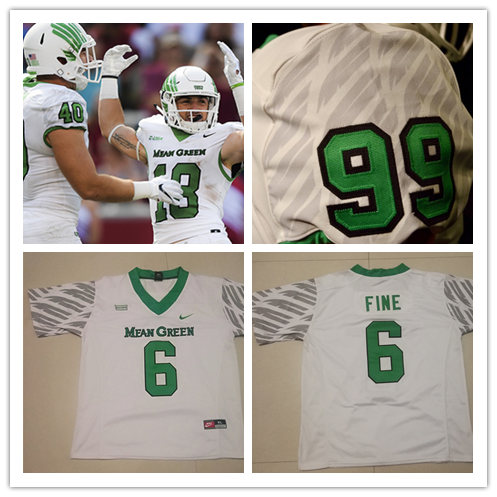 Men's North Texas Mean Green Custom Nike White Pattern Sleeves College Football Jersey
