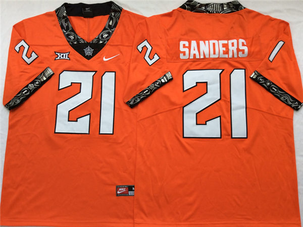 Men's Oklahoma State Cowboys #21 Barry Sanders Nike Orange Football Jersey