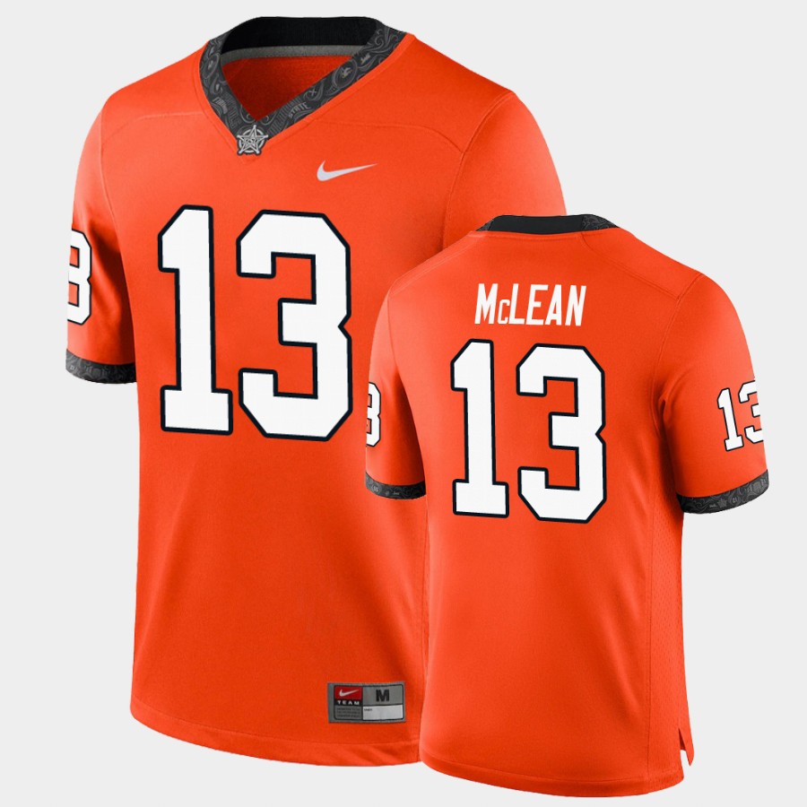 Men's Oklahoma State Cowboys 13 Nolan McLean Nike Orange College Football Jersey