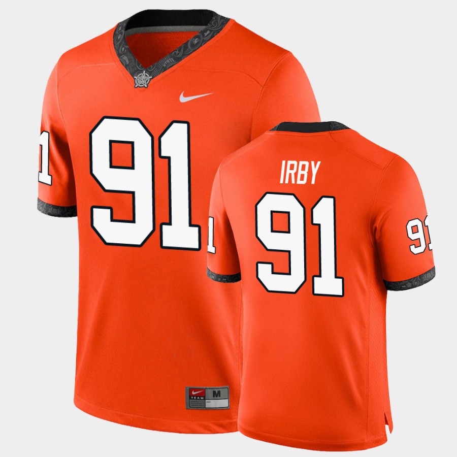Men's Oklahoma State Cowboys #91 Tyren Irby Nike Orange College Football Jersey