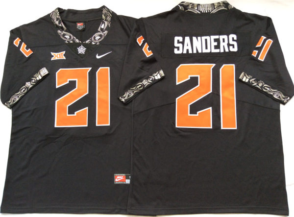 Men's Oklahoma State Cowboys #21 Barry Sanders Nike Black Football Jersey