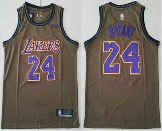 Men's Los Angeles Lakers #24 Kobe Bryant Olive Nike Swingman Jersey 