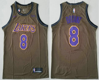 Men's Los Angeles Lakers #8 Kobe Bryant Olive Nike Swingman Jersey 