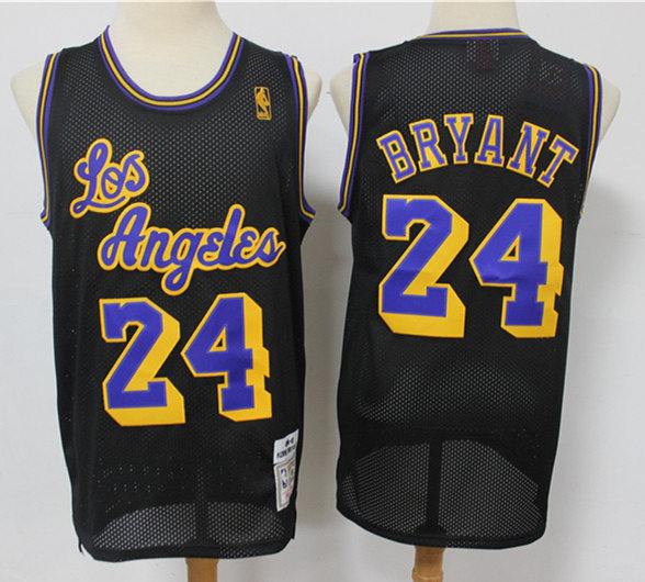 Men's Los Angeles Lakers #24 Kobe Bryant Black Mitchell & Ness 1996-97 Hardwood Classics Reload Swingman Jersey