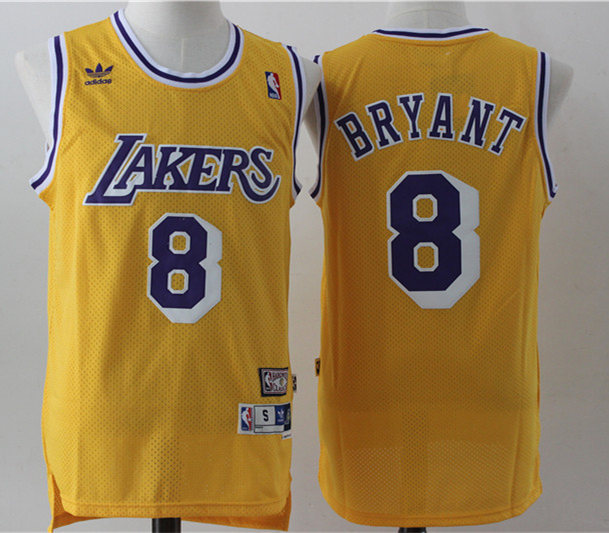 Men's Los Angeles Lakers #8 Kobe Bryant Yellow Hardwood Classics Soul Swingman Throwback Jersey
