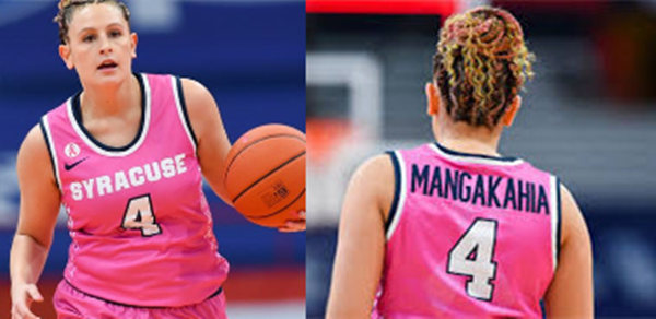 Women's Syracuse Orange #4 Tiana Mangakahia Nike Pink College basketball Jersey