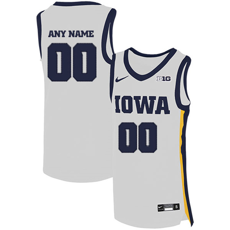 Men's Iowa Hawkeyes Custom Nike 2020 White Home College Basketball Jersey