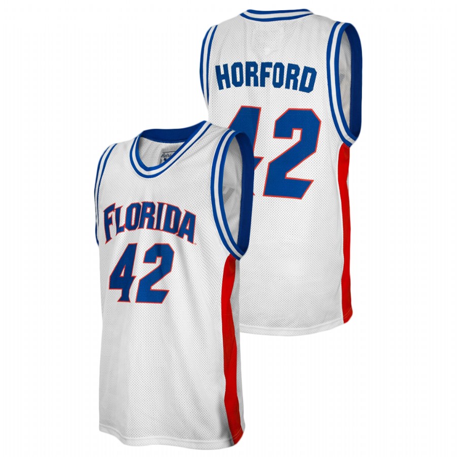 Men's Florida Gators #42 Al Horford White Retro College Baketball Alumni Jersey