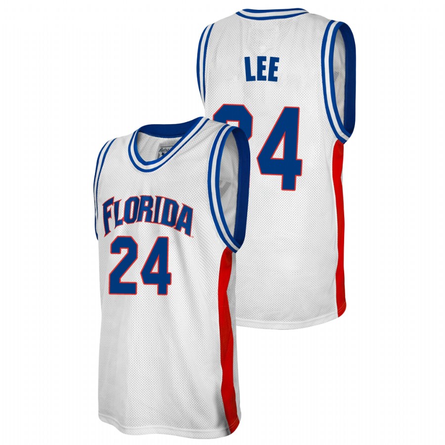 Men's Florida Gators #24 David Lee White Retro College Baketball Alumni Jersey