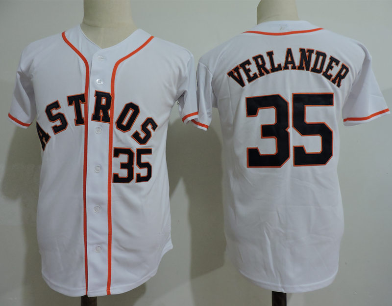 Youth Houston Astros #35 Justin Verlander Majestic White Jersey