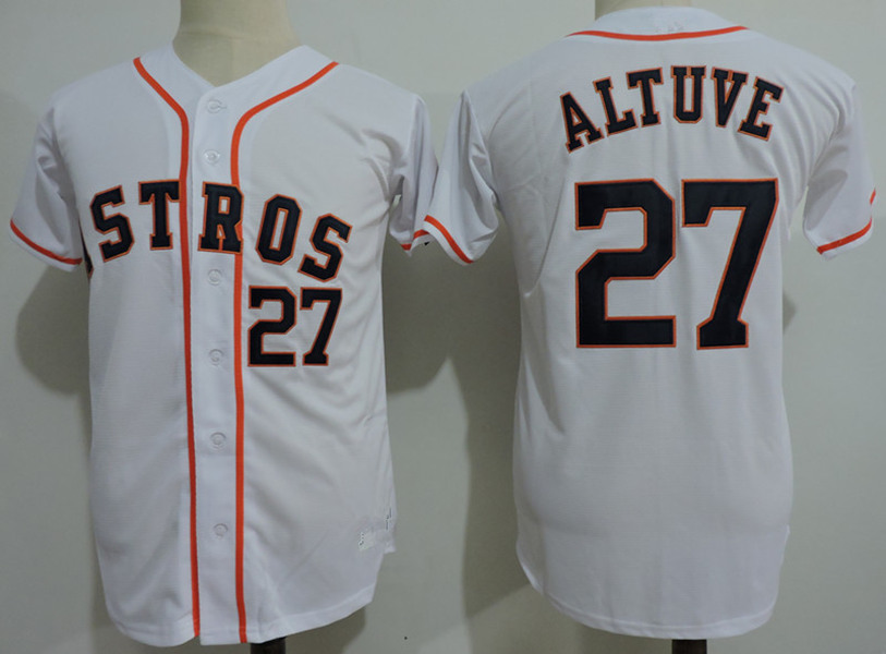 Youth Houston Astros #27 Jose Altuve Majestic White Jersey