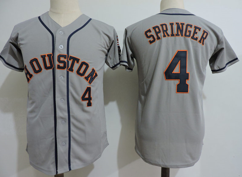 Youth Houston Astros #4 George Springer Majestic Grey Jersey