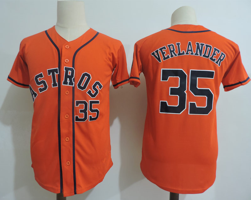 Youth Houston Astros #35 Justin Verlander Majestic Orange Jersey