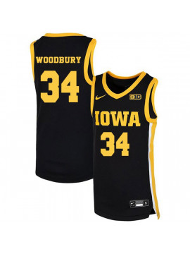 Men's Iowa Hawkeyes #34 Adam Woodbury Nike 2020 Black Alumni College Basketball Jersey