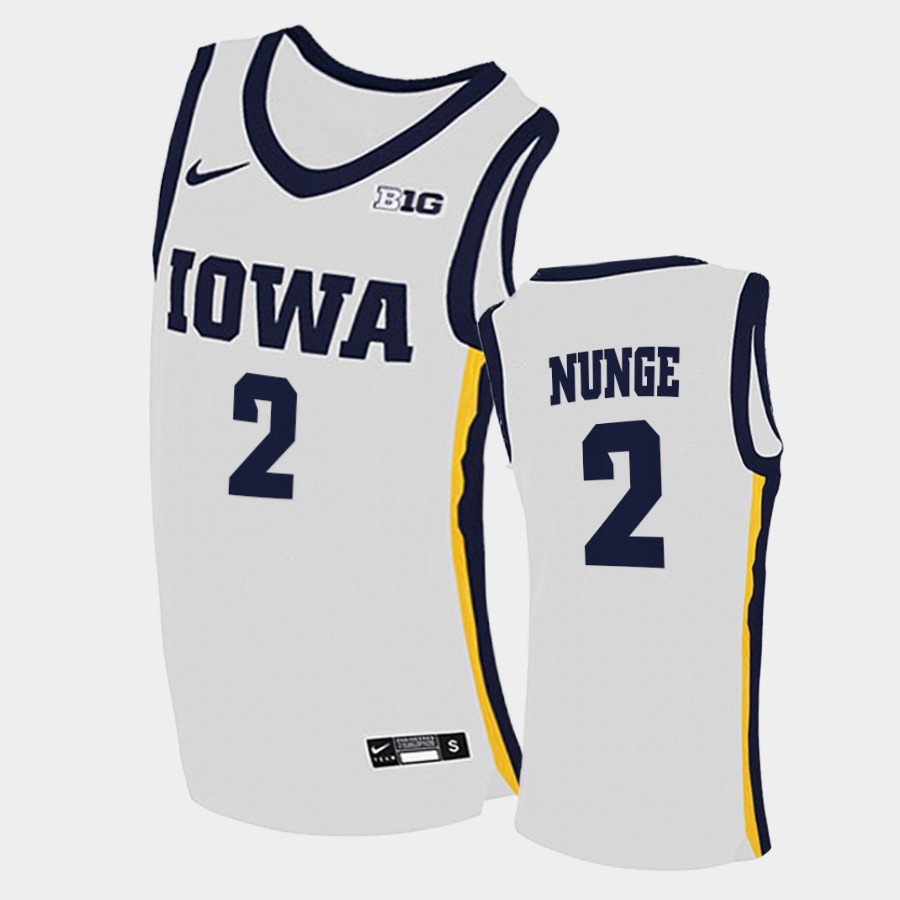 Men Iowa Hawkeyes #2 Jack Nunge Nike 2020White Home College Basketball Jersey