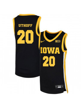 Men's Iowa Hawkeyes #20 Jarrod Uthoff Nike 2020 Black Alumni College Basketball Jersey