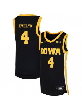 Men's Iowa Hawkeyes #4 Bakari Evelyn Nike 2020 Black Alumni College Basketball Jersey