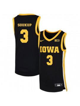 Men's Iowa Hawkeyes #3 Michael Soukup Nike 2020 Black Alumni College Basketball Jersey