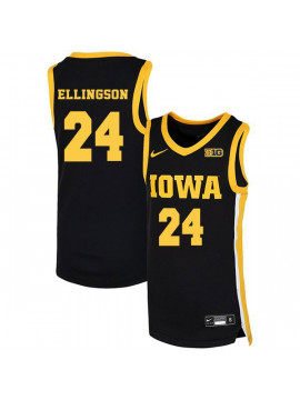 Men's Iowa Hawkeyes #24 Brady Ellingson Nike 2020 Black Alumni College Basketball Jersey
