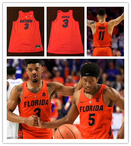 Men's Youth Florida Gators Custom 2017-18 Orange Black Nike College Basketball Jersey