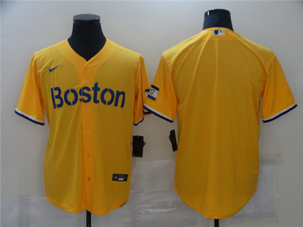 Men's Boston Red Sox Blank Yellow 2021 Nike MLB City Connect Team Jersey