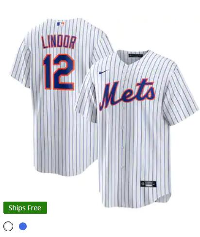 Youth New York Mets #12 Francisco Lindor Nike White Pinstripe Jersey