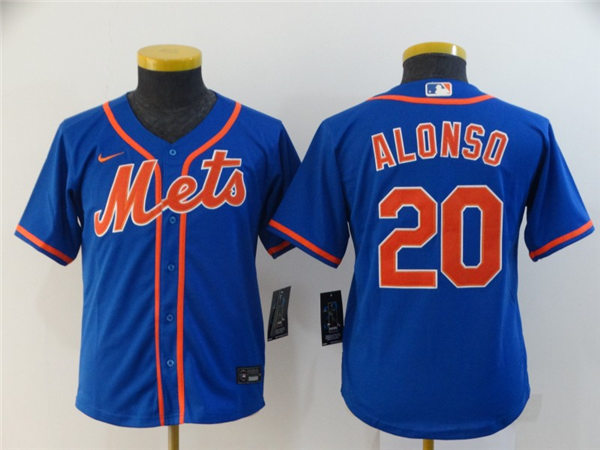 Youth New York Mets #20 Pete Alonso Nike Royal Orange Alternate Jersey