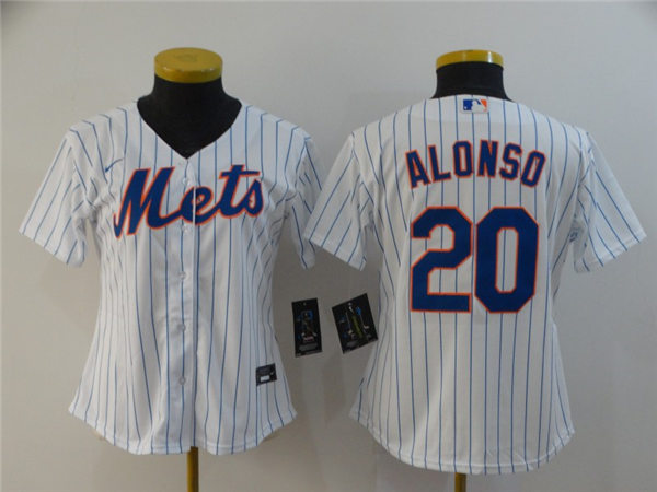 Women's New York Mets #20 Pete Alonso Nike White Pinstripe Jersey