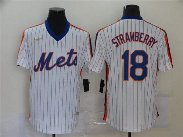 Men's New York Mets #18 Darryl Strawberry Nike White Cooperstown Collection Jersey