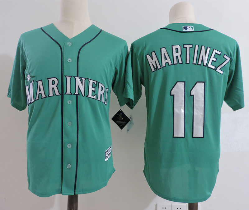 Men's Seattle Mariners #11 EDGAR MARTINEZ Majestic Green Cooperstown Collection Cool Base Player Jersey