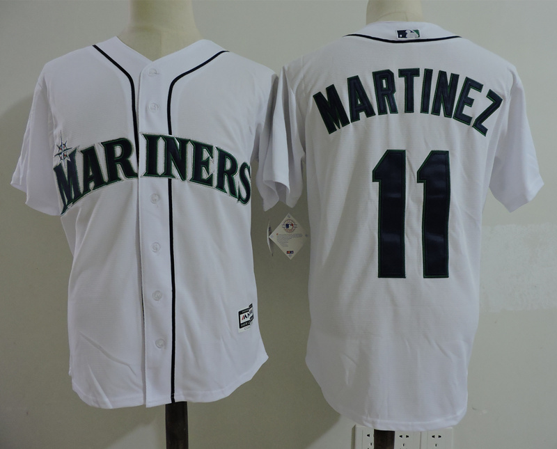 Men's Seattle Mariners #11 EDGAR MARTINEZ Majestic White Cooperstown Collection Cool Base Player Jersey