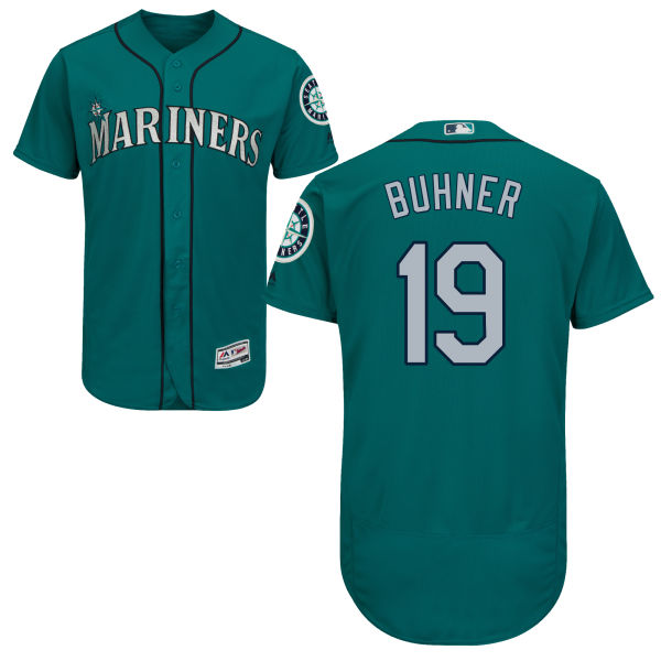 Men's Seattle Mariners #19 Jay Buhner Majestic Green Cooperstown Collection Cool Base Player Jersey