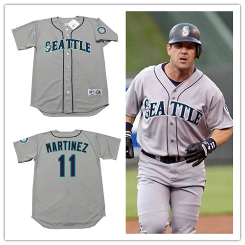 Men's Seattle Mariners #11 EDGAR MARTINEZ 1997 Majestic Throwback Away Baseball Jersey