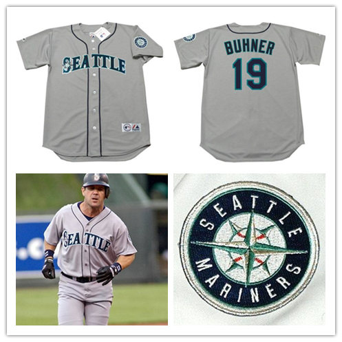Men's Seattle Mariners #19 Jay Buhner Majestic Grey Cooperstown Collection Cool Base Player Jersey