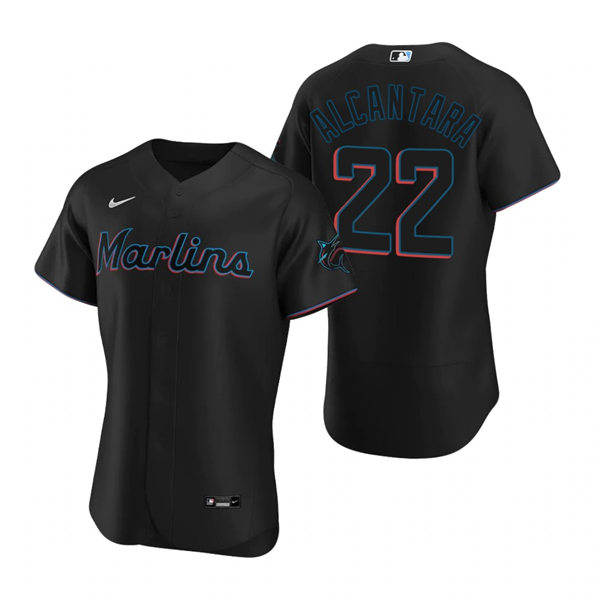 Men's Miami Marlins #22 Sandy Alcantara Nike Black Alternate Flex Base Jersey