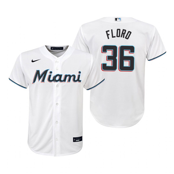 Youth Miami Marlins #36 Dylan Floro Nike White Jersey