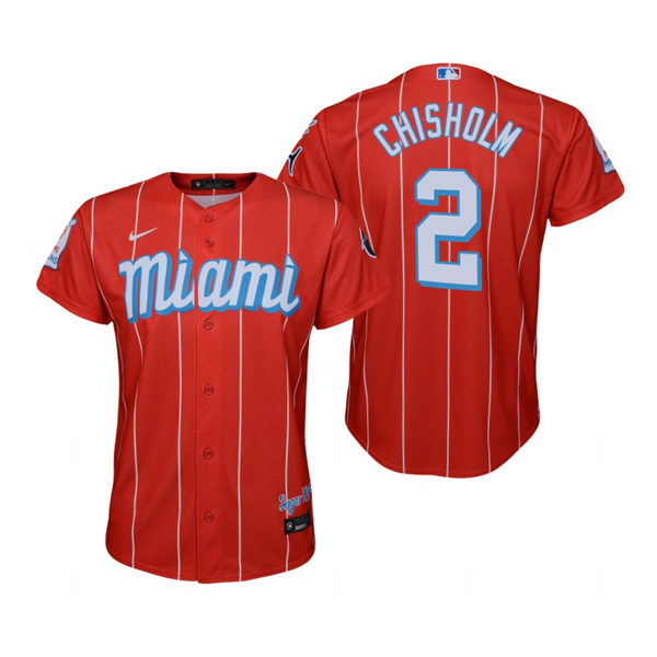 Youth Miami Marlins #2 Jazz Chisholm Nike Red 2021 City Connect Replica Jersey