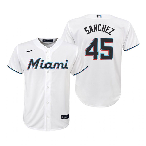 Youth Miami Marlins #45 Sixto Sanchez Nike White Jersey