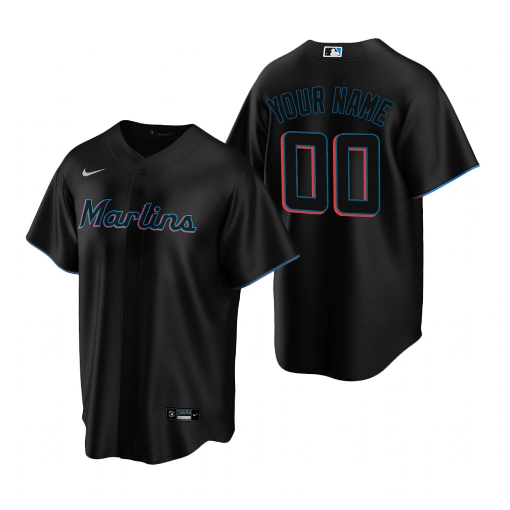 Youth Miami Marlins Custom Nike Black Stitched MLB Cool Base Jersey