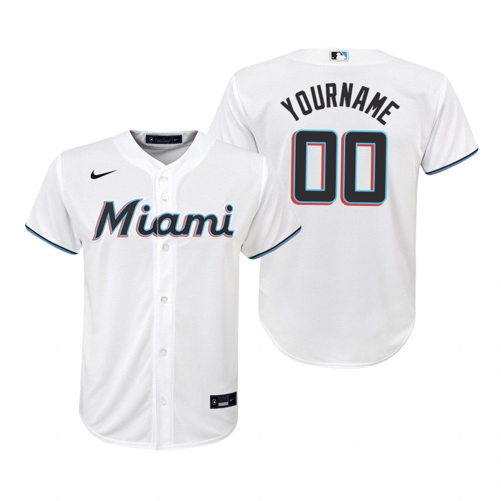 Youth Miami Marlins Custom Nike White Home Jersey